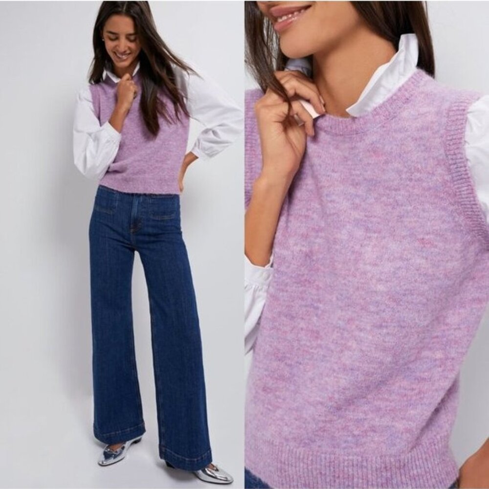 Tuckernuck NEW Lilac Purple Ella Wool Sweater Collared Long Sleeve Blouse Size M - Picture 2 of 8